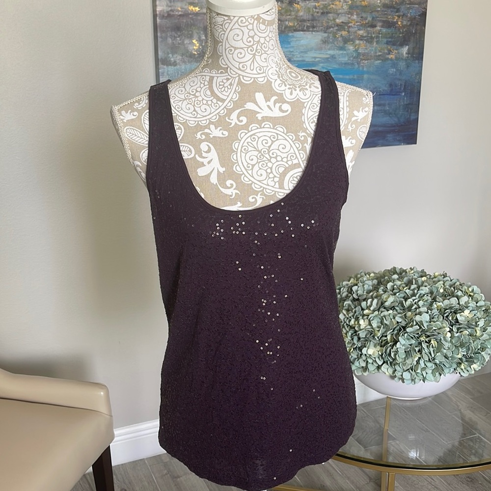 New York & Company Sequined Tank in Purple. Size Small. NWT